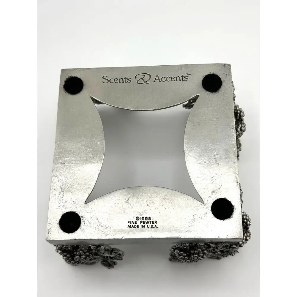 Scents & Accents 1998 Fine Pewter Candle Holder Made in‎ USA Grapevine